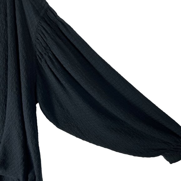 Free People We the Free Rockaway Oversized Crop Long Sleeve Shirt Black Size M - Picture 3 of 11